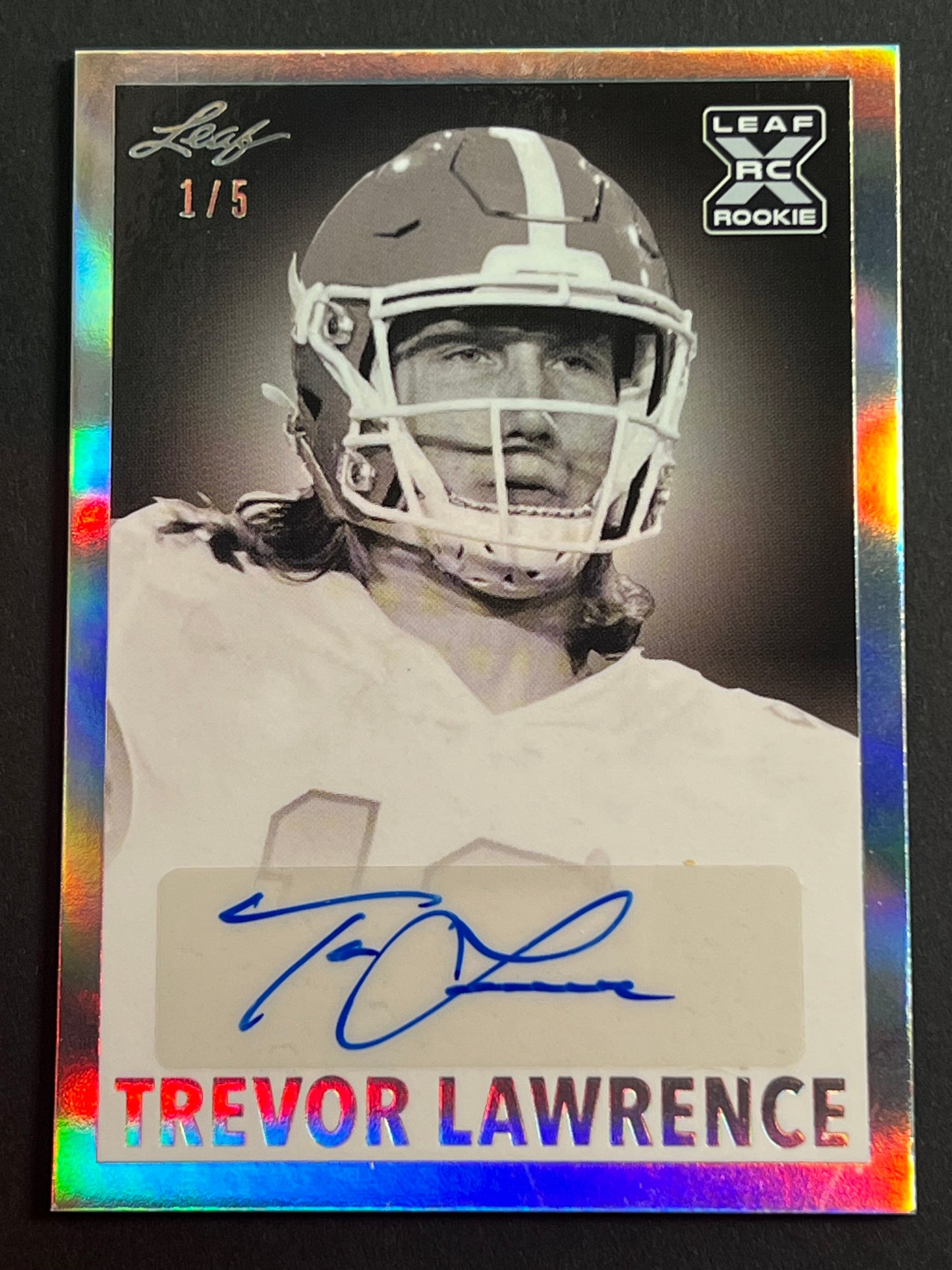 2021 Leaf Memories Trevor Lawrence 1960 Autograph #BW-TL1 Spectrum Silver 1/5 FIRST ON PRINT