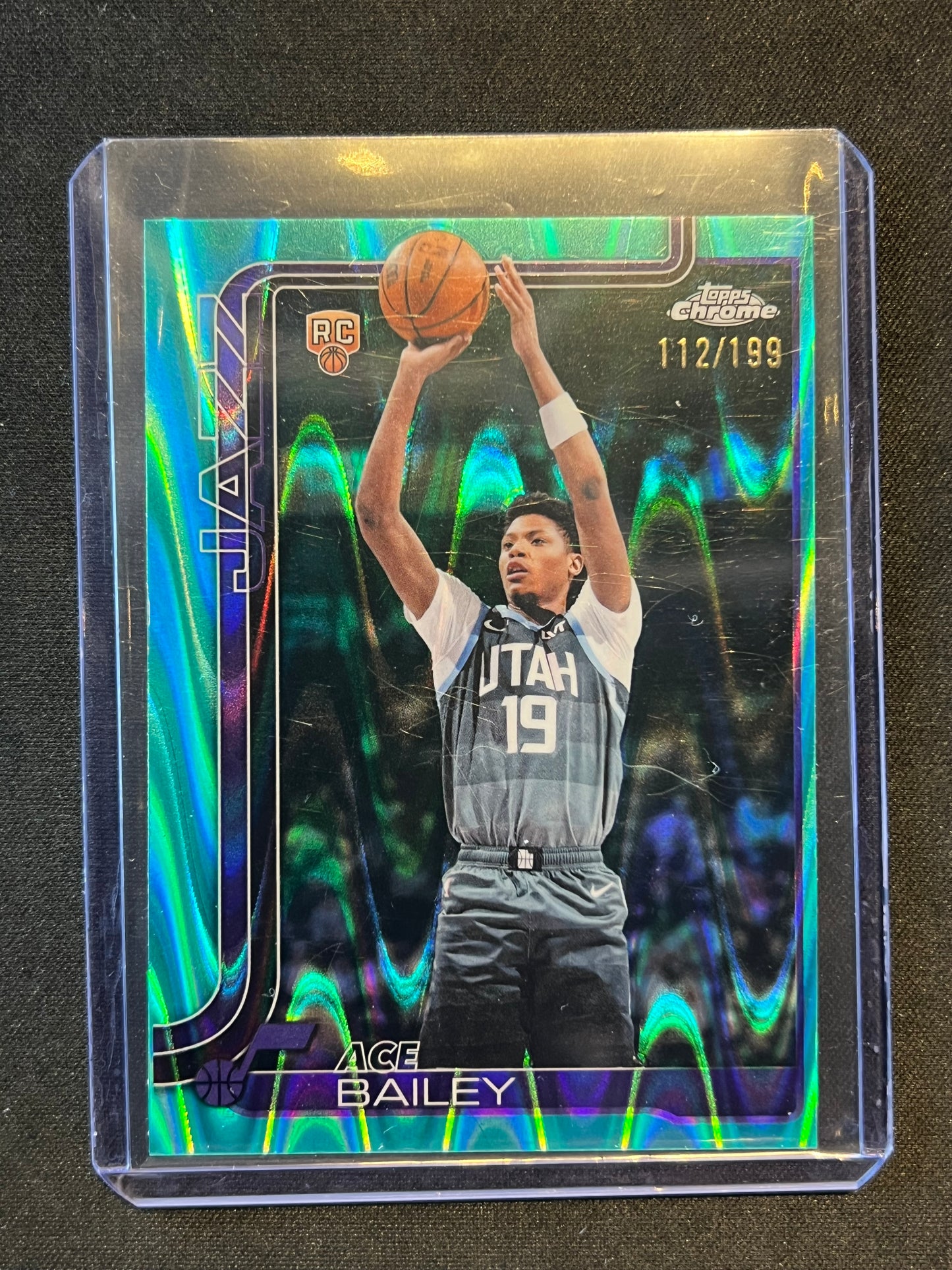 2025-26 Topps Chrome Update Ace Bailey RC #155 Aqua RayWave Refractor /199