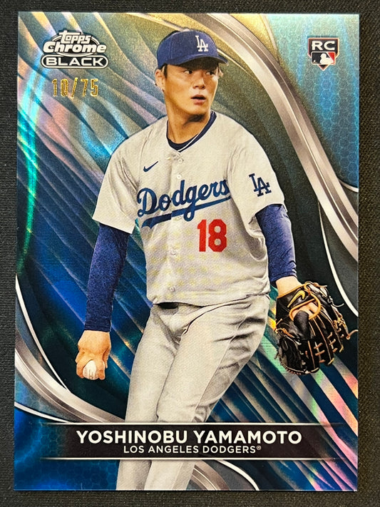 Yoshinobu Yamamoto 2024 Topps Chrome Black  RC Blue Lava Refractor /75 Dodgers FS