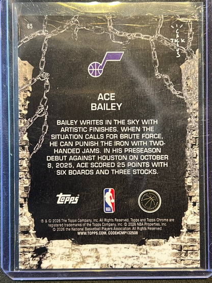 2025-26 Topps Chrome Cactus Jack Ace Bailey #65 Teal Speckle RC /299 Jazz