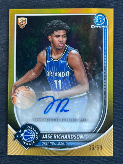 2025-26 Bowman #BCA-JR Jase Richardson Chrome Autograph Gold Refractor 35/50 Rookie