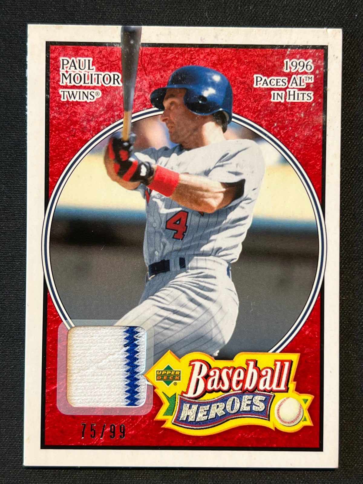 2005 Upper Deck Baseball Heroes Paul Molitor Red Memorabilia /99 #53