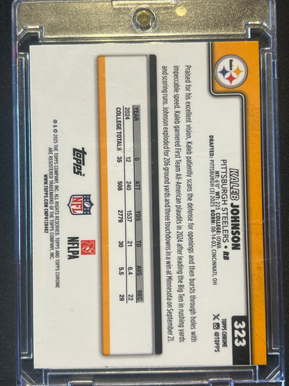2025 Topps Chrome Kaleb Johnson Lightboard Variation Refractor #323 Steelers