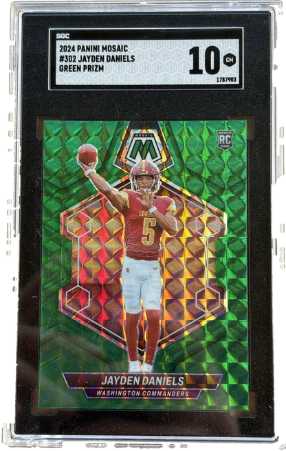 2024 Panini Mosaic Green Jayden Daniels #302  RC - Graded SGC 10