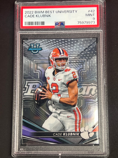 2022 Bowman's Best #42 Cade Klubnik PSA 9 RC Chrome Clemson Tigers