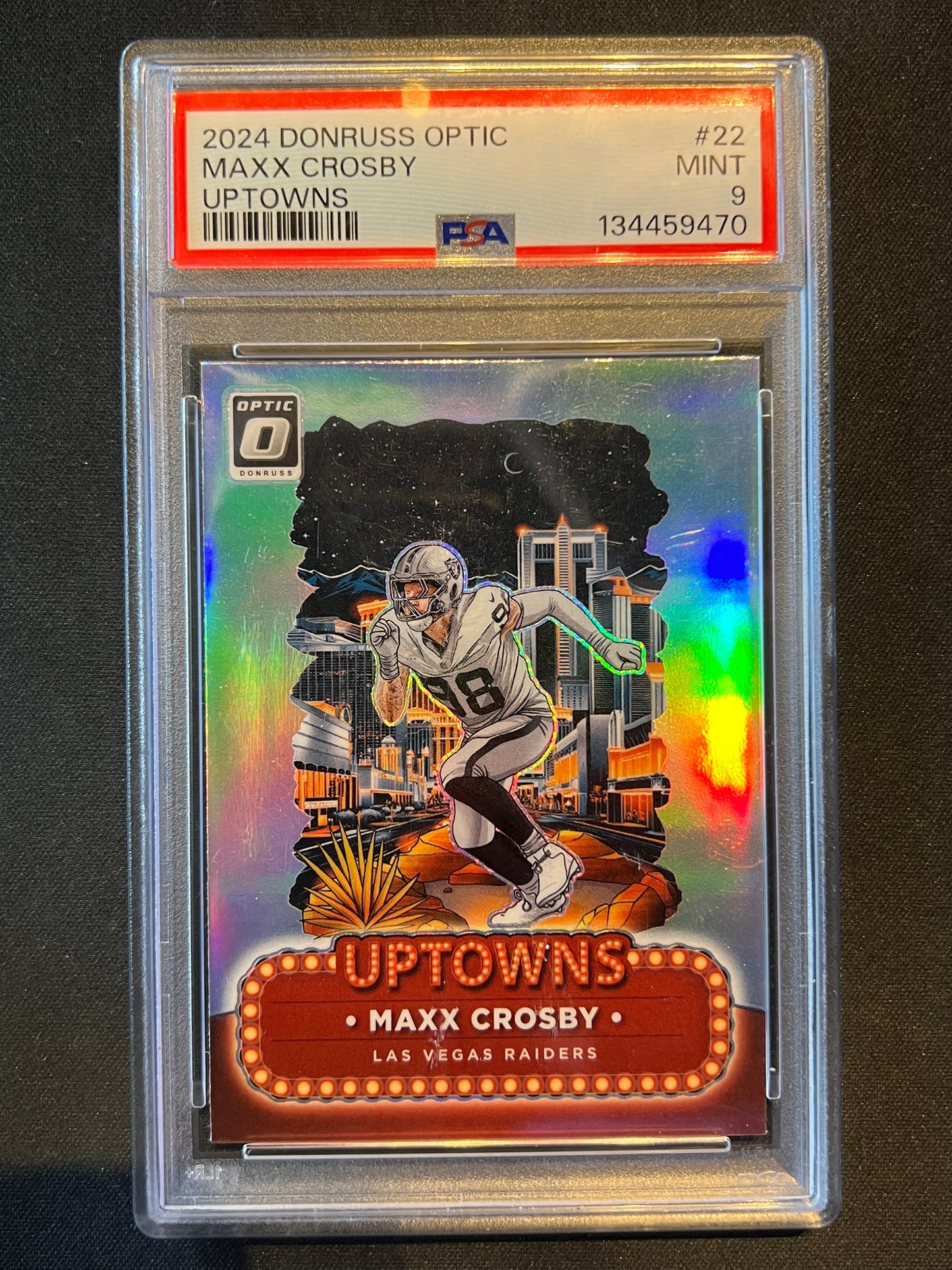 2024 Panini Donruss Optic Uptowns Maxx Crosby Las Vegas Raiders #22 PSA 9