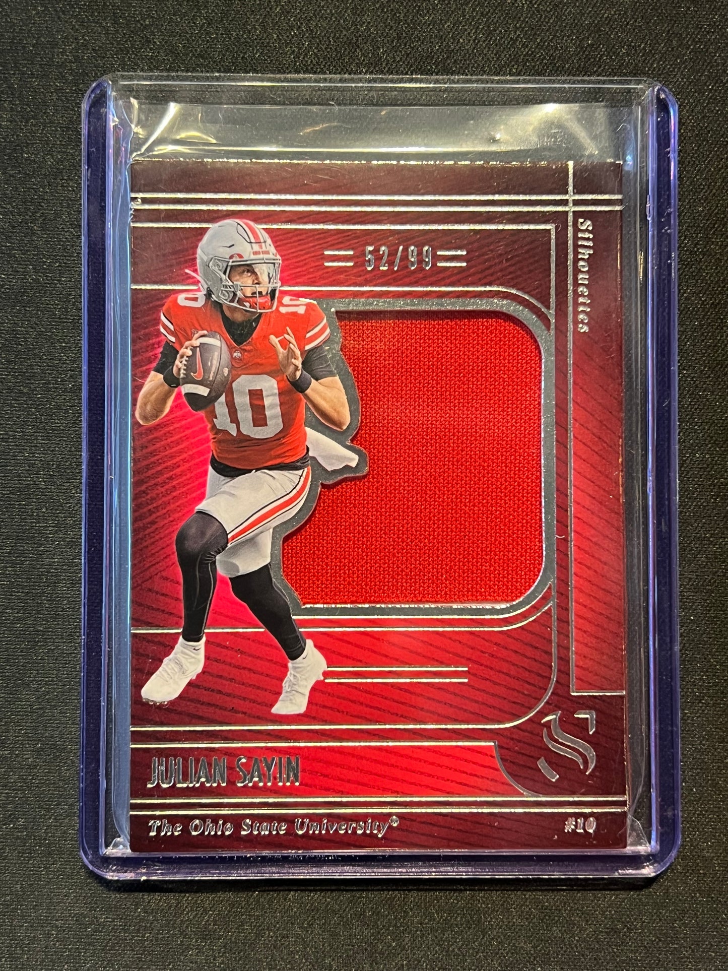 2025 Panini Silhouette Julian Sayin Silhouettes Jersey 52/99 Buckeyes #SS-JSN