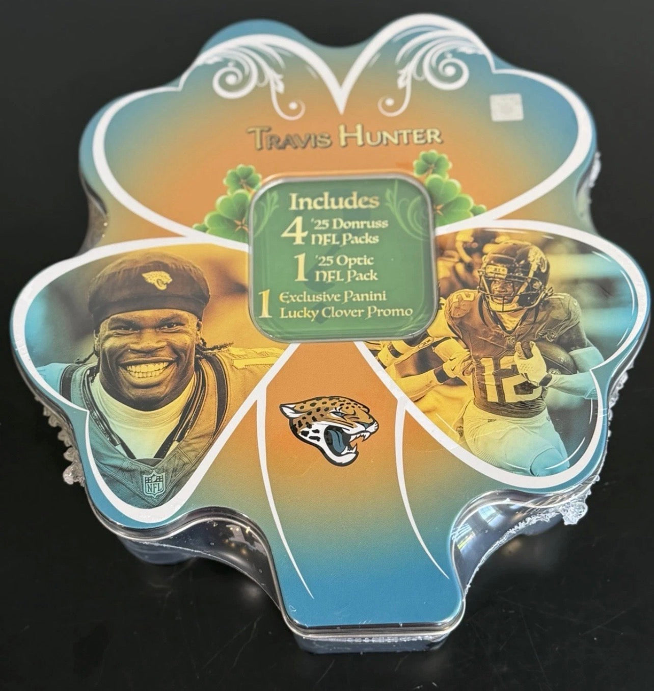 Donruss/Optic ‘25 NFL Lucky Clover Tin Jacksonville Jaguars Travis Hunter