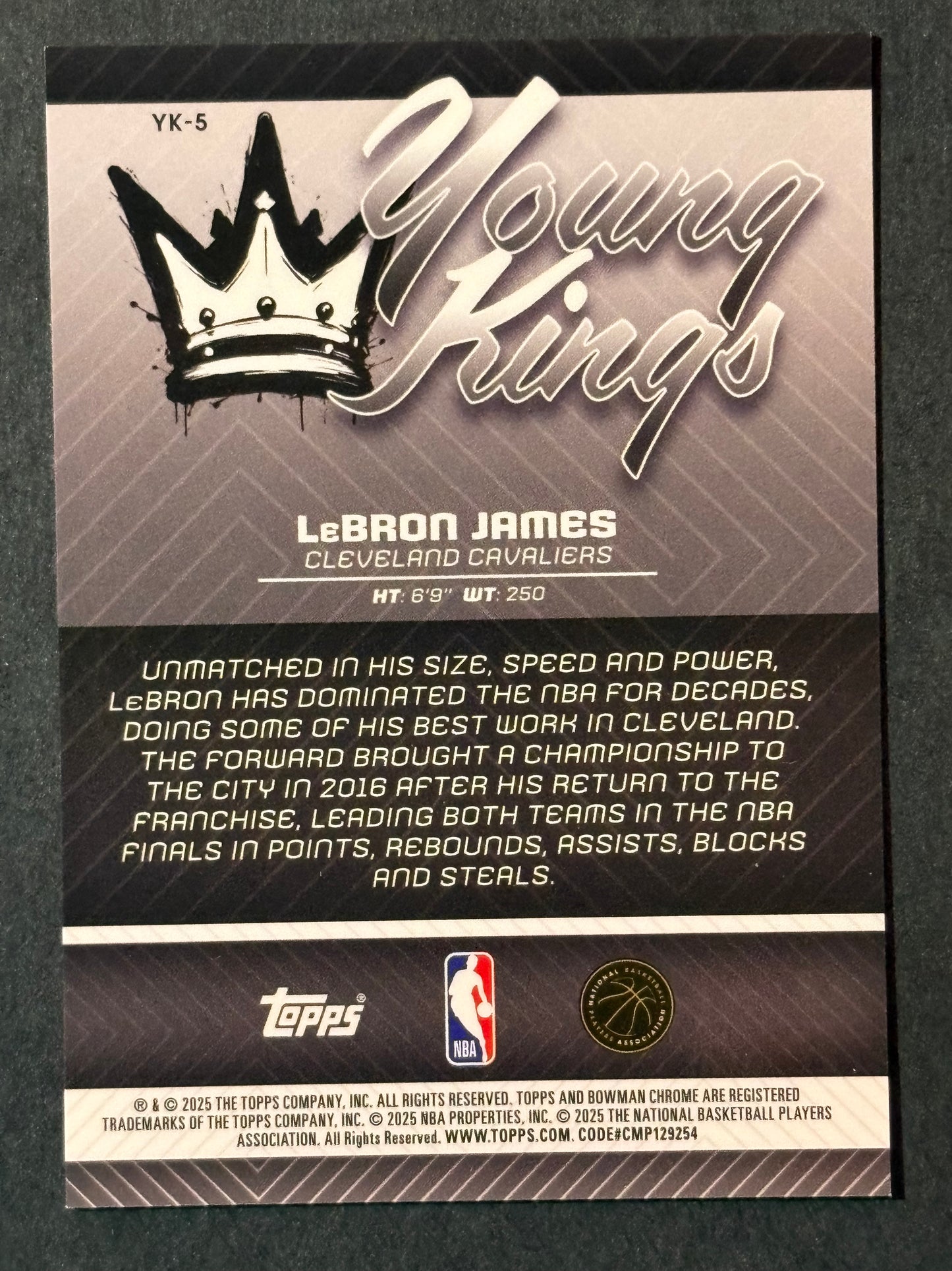 2025 Bowman Chrome LeBron James Young Kings Gold Refractor /50 #YK-5