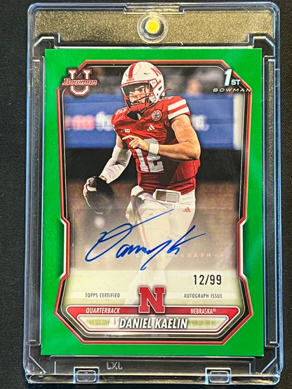 2026 Bowman Chrome Football Daniel Kaelin 1st Bowman Green 12/99 Cornhuskers NUMBER MATCH #BPPA-DK