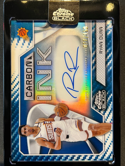 2025-26 Topps Chrome Black Ryan Dunn Carbon Ink Auto Autograph Blue Refractor /150 #CI-RD Suns