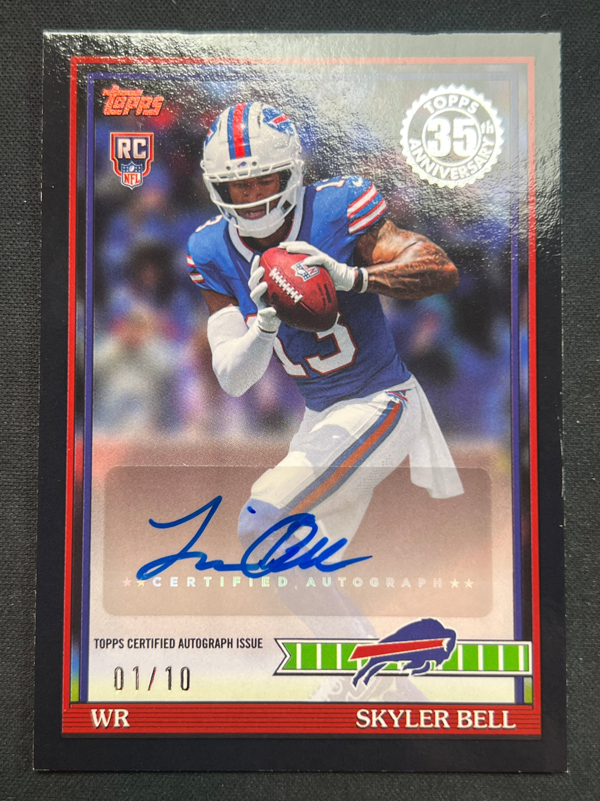 2026 Topps Football Skyler Bell 1991 True Black Auto RC 01/10 #91FRA-SB Bills Rookie FIRST ON PRINT