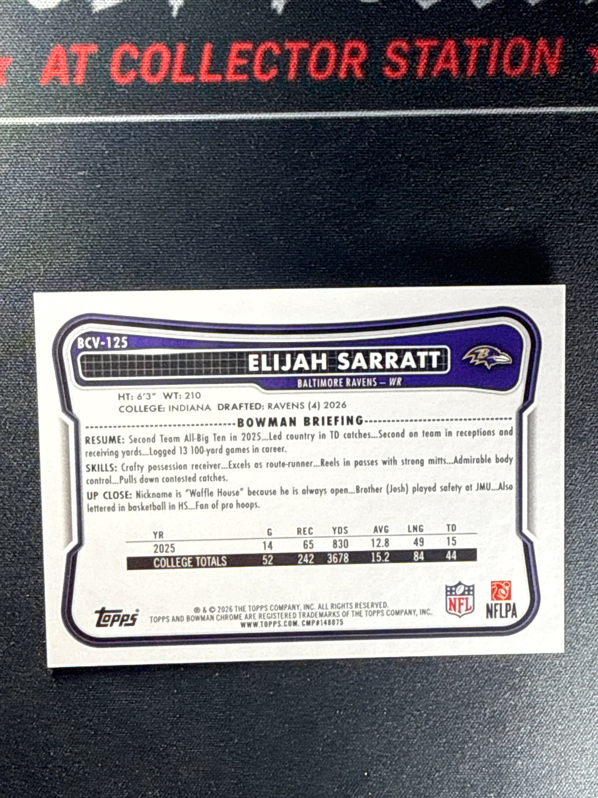 2026 Bowman Football Elijah Sarratt Gold Shimmer /50