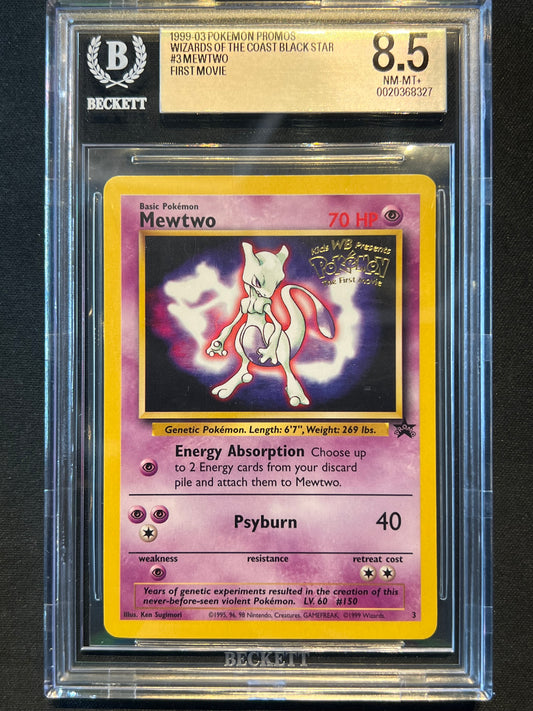 1999 Pokemon Mewtwo Promo Card Warner Bros First Movie #150 BGS 8.5 Beckett