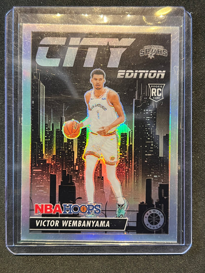 2023-24 NBA Hoops Premium Stock Victor Wembanyama #25 Silver City Edition RC