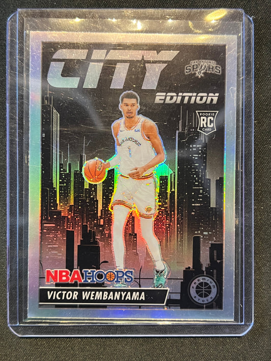 2023-24 NBA Hoops Premium Stock Victor Wembanyama #25 Silver City Edition RC