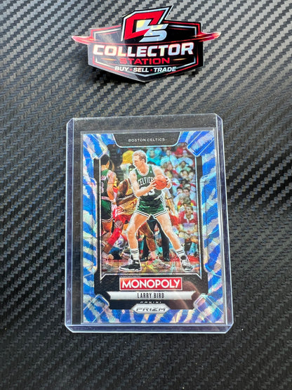 Panini 2024-25 Prizm Monopoly Boardwalk Blue Tiger Stripe Prizm Larry Bird #LEG3