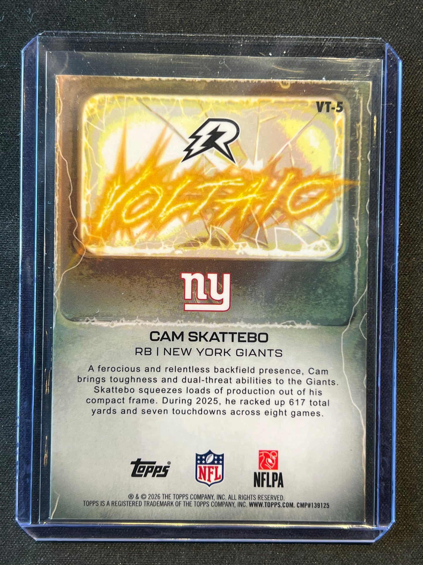 2026 Topps Resurgence Voltaic Cam Skattebo #VT-5 Aqua Wave /250
