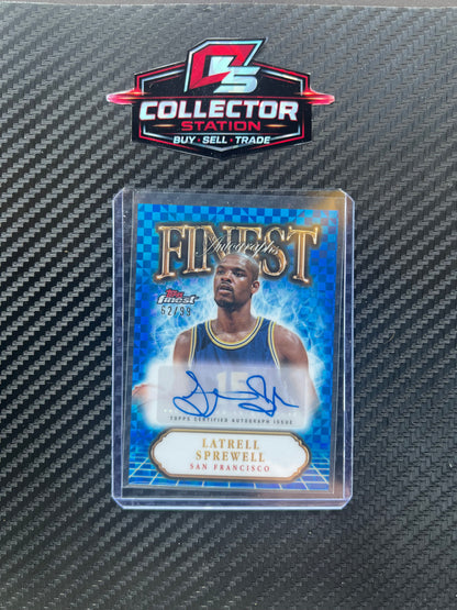 2024-25 Latrell Sprewell Topps Finest Blue X-Fractor Refractor Auto /99 #FA-LS