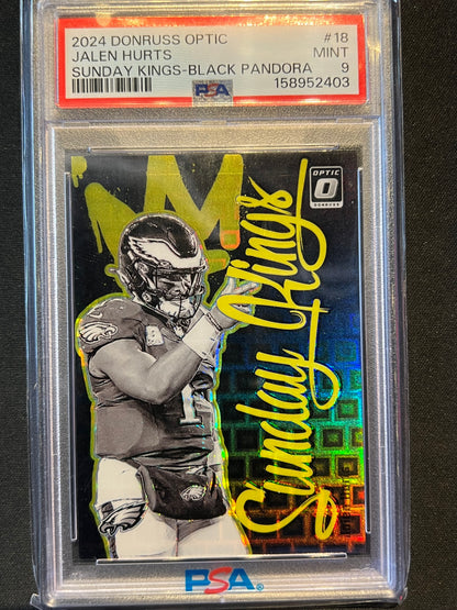 2024 Donruss Optic Sunday Kings Black Pandora #18 Jalen Hurts Eagles 14/25 PSA 9