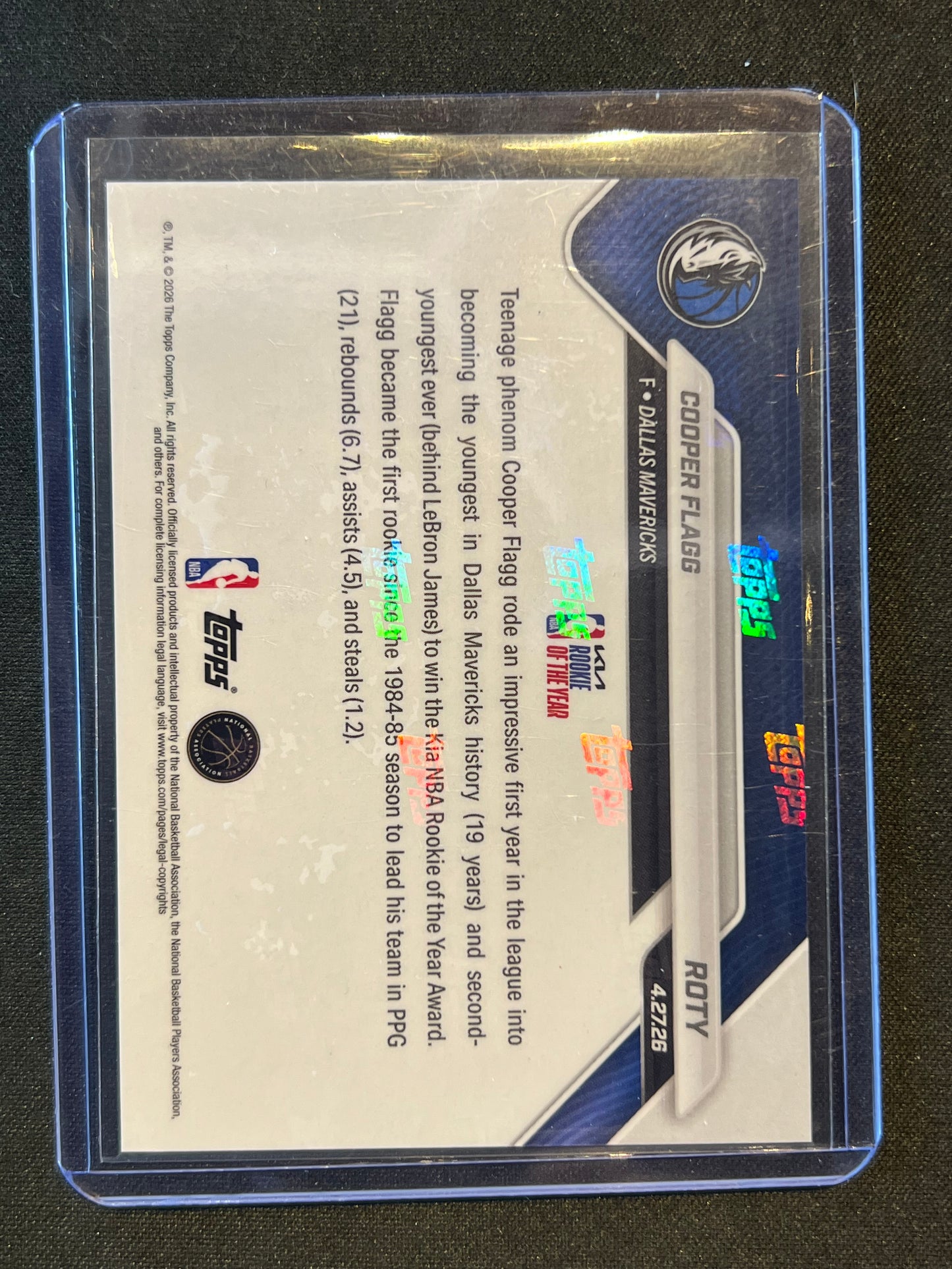 2025-26 Topps Now Rookie Cooper Flagg Rookie of the Year #28