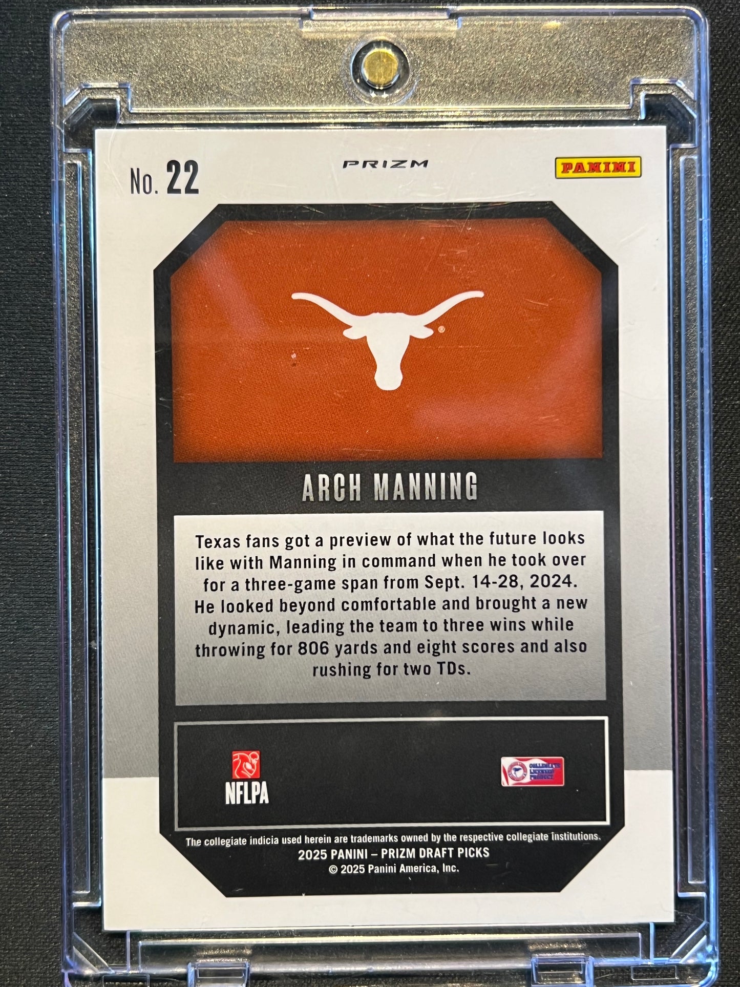 2025 Panini Prizm Draft Picks - New Recruits Arch Manning #22 Red Ice Prizm Rated Prospect
