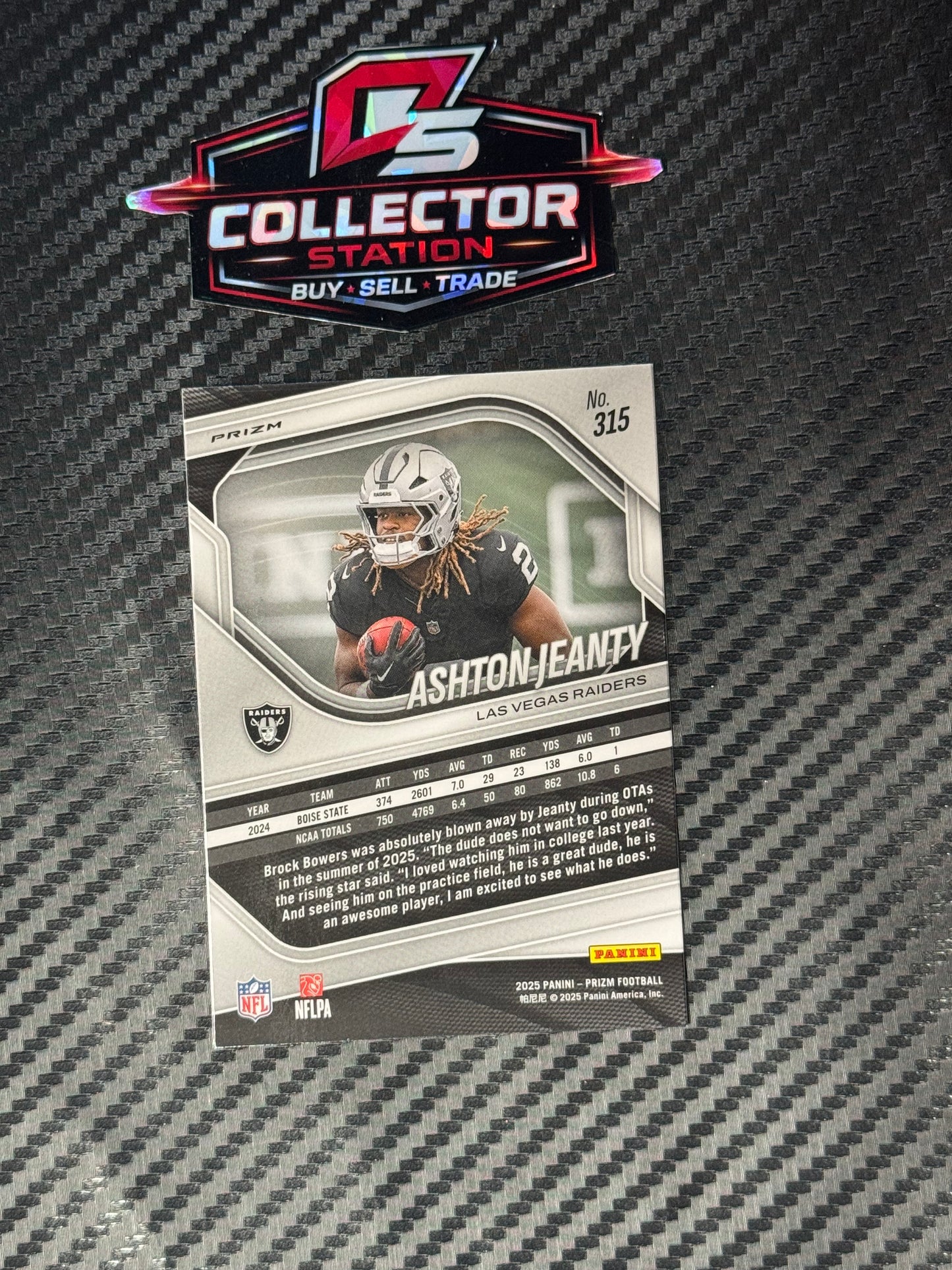 2025 Panini Prizm Ashton Jeanty Rookie Lazer Prizm #315 RC