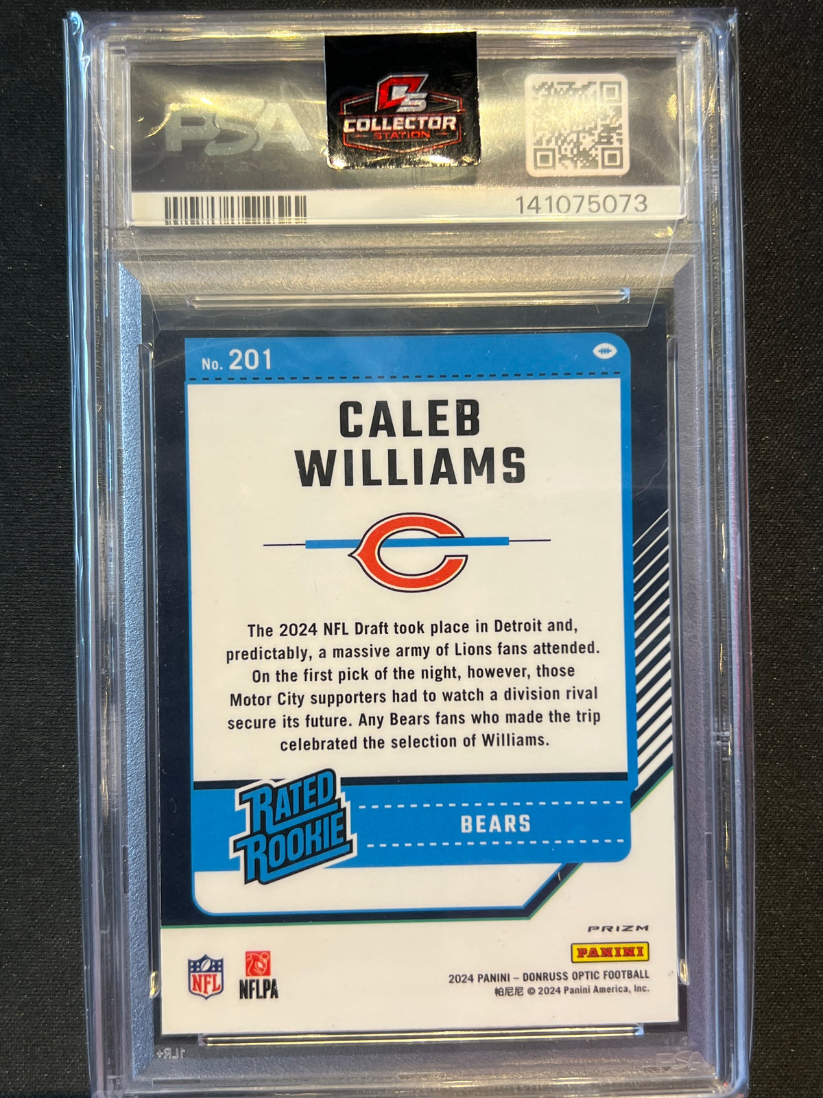 2024 Panini Donruss Optic - Rated Rookie Caleb Williams #201 Holo Prizm (RC) PSA 8