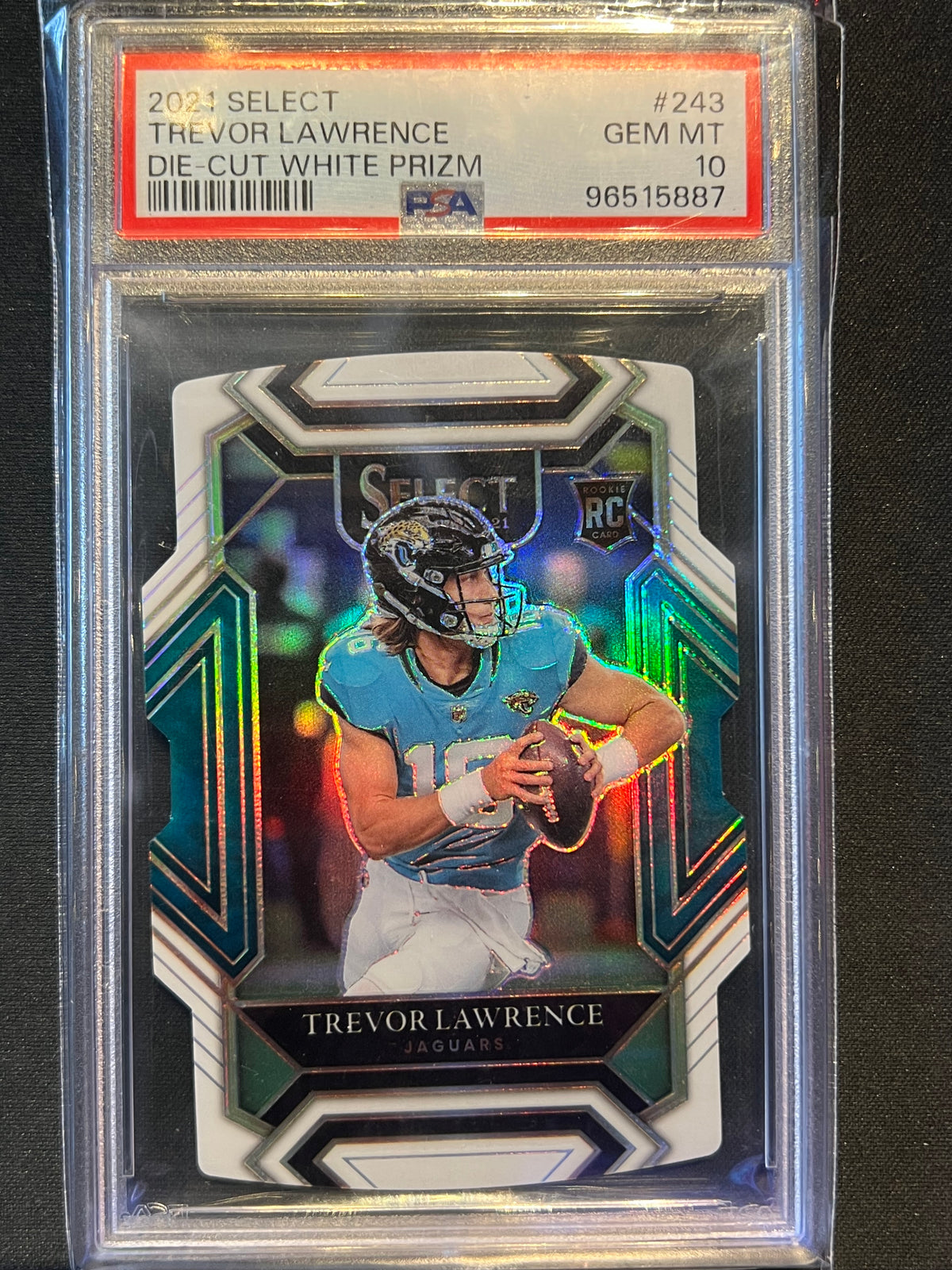 2021 Panini Select Trevor Lawrence White Prizm Die-Cut 16/99 #243 RC PSA 10 NUMBER MATCH