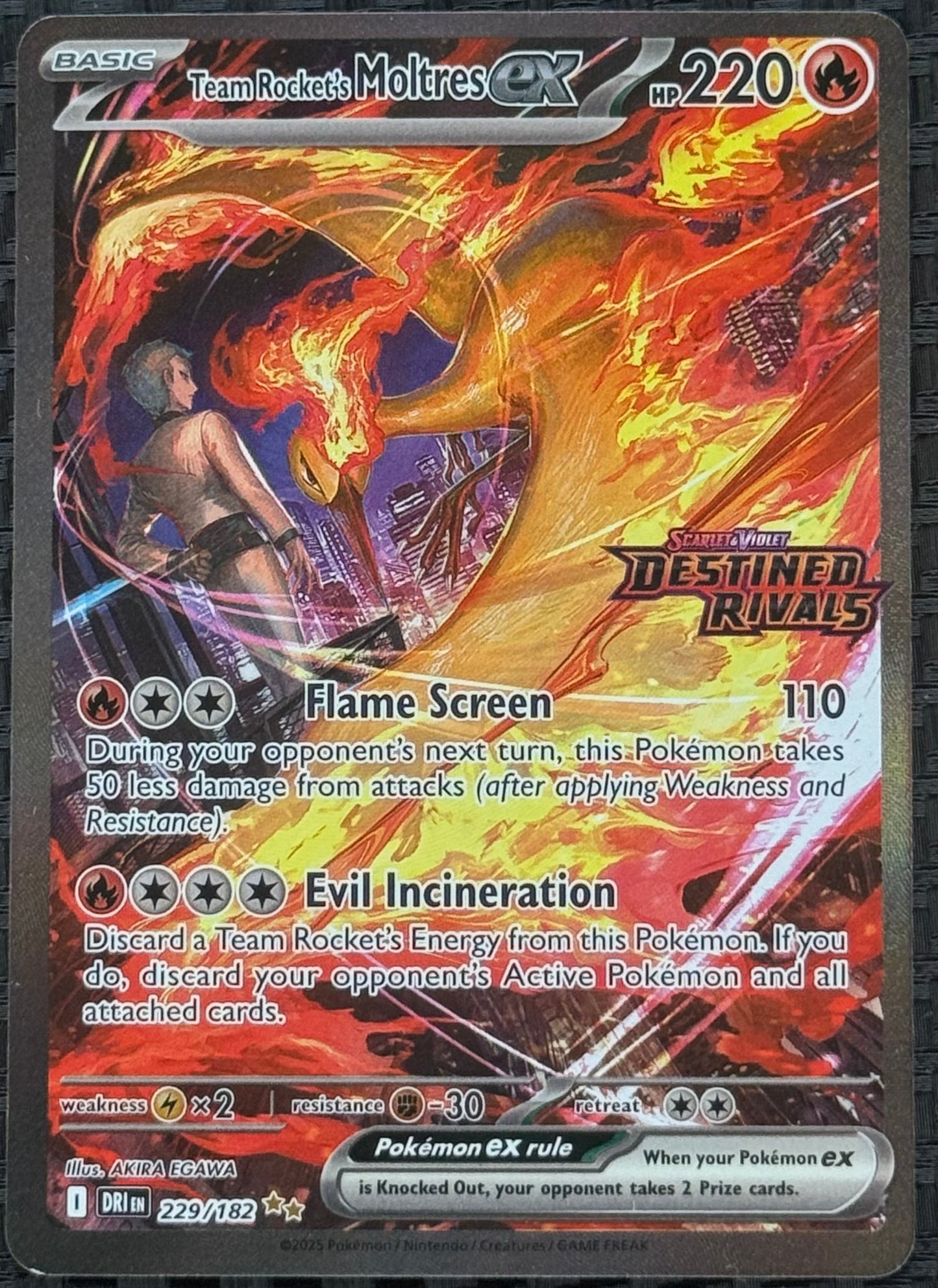 Team Rocket's Moltres ex - 229/182 (Destined Rivals Stamp)