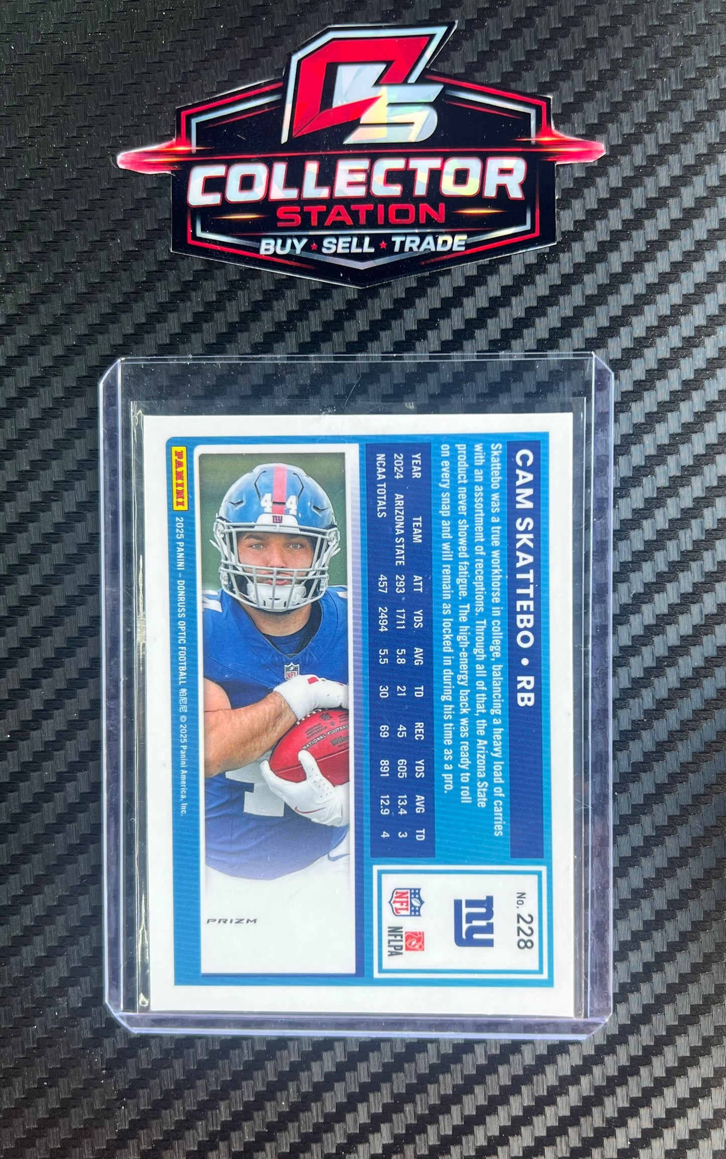 2025 Panini Donruss Optic - #228 Rated Rookie Holo Prizm Cam Skattebo (RC)
