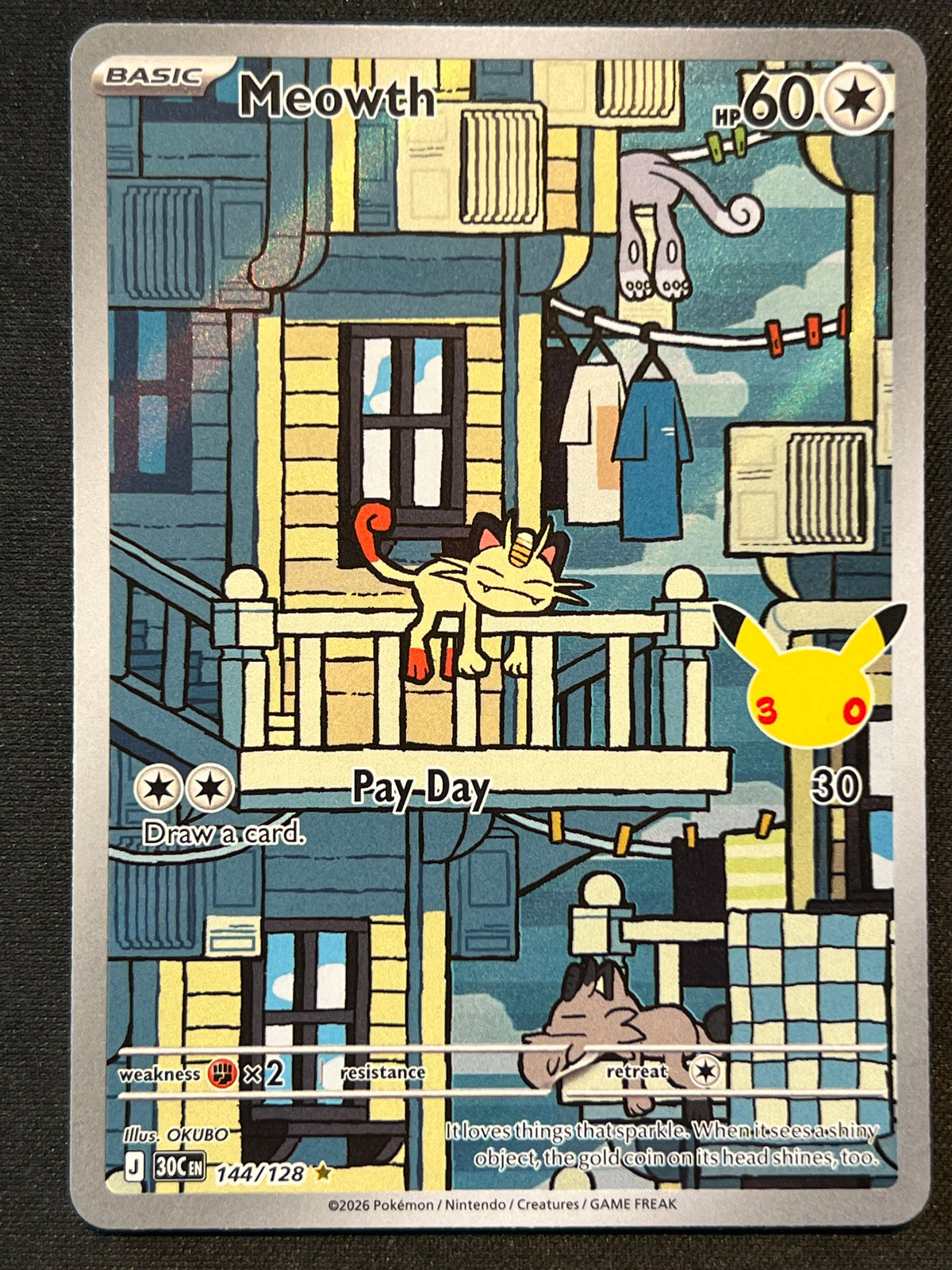 Meowth - 144/128 - ME: 30th Celebration (30C) NM Pokemon