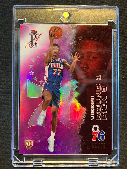2025-26 Topps Signature Class VJ Edgecombe #130 Pink Refractor Rookie RC /75
