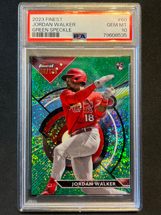 2023 Topps Finest - Jordan Walker #60 Green Speckle Refractor /125 (RC) PSA 10