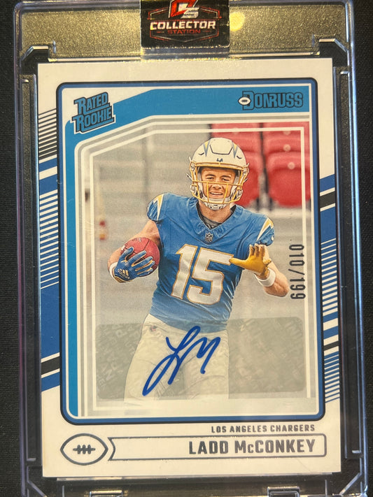 2024 Panini Donruss Ladd McConkey #328 Rated Rookie Auto /199