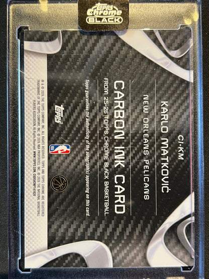 2025-26 Topps Chrome Black Carbon Ink Karlo Matković Autograph Orange Refractor /25 #CI-KM Pelicans