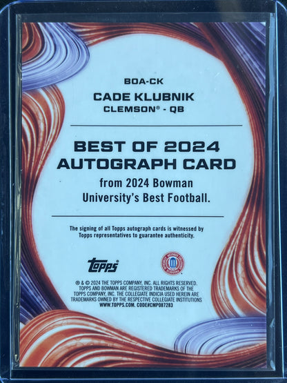 2024 Bowman University Best - Best of 2024 Autographs Cade Klubnik #BOA-CK Clemson