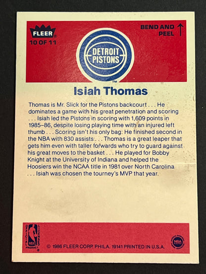 1986-87 Fleer Stickers Isiah Thomas #10 (RC) Pistons