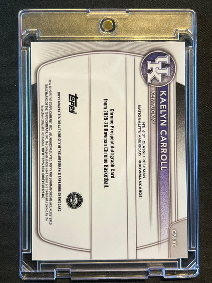 2025-26 Bowman Chrome Kaelyn Carroll 1st Gold Shimmer Refractor Auto /50 #CPA-KC