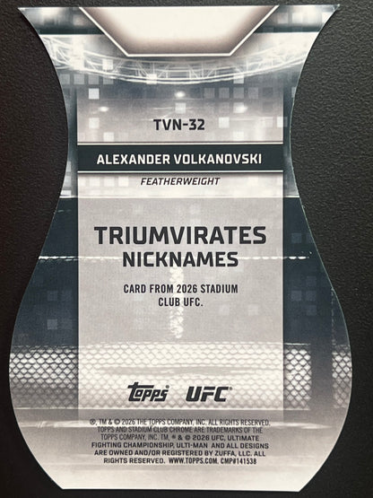 2026 Topps Stadium Club Alexander Volkanovski Triumvirates Nicknames Die-Cut #TVN-32