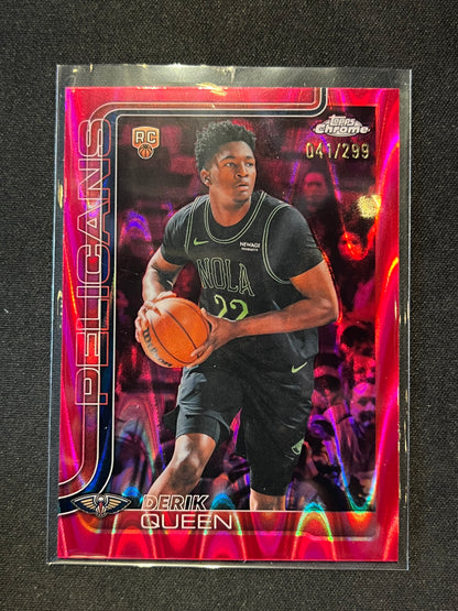 2025-26 Topps Chrome Update - Derik Queen #263 Pink Raywave /299 Pelicans RC