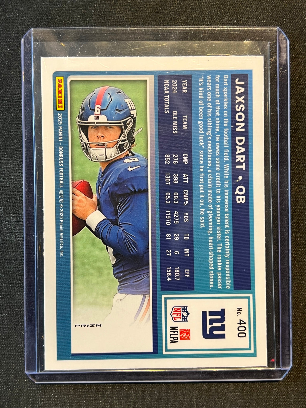2025 Panini Donruss - Rated Rookie Jaxson Dart #400 Optic Preview Pink Prizm