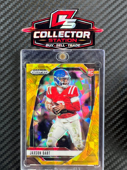 2025 Panini Prizm Draft #90 Jaxson Dart - Gold Ice Prizm (RC) Ole Miss Rebels