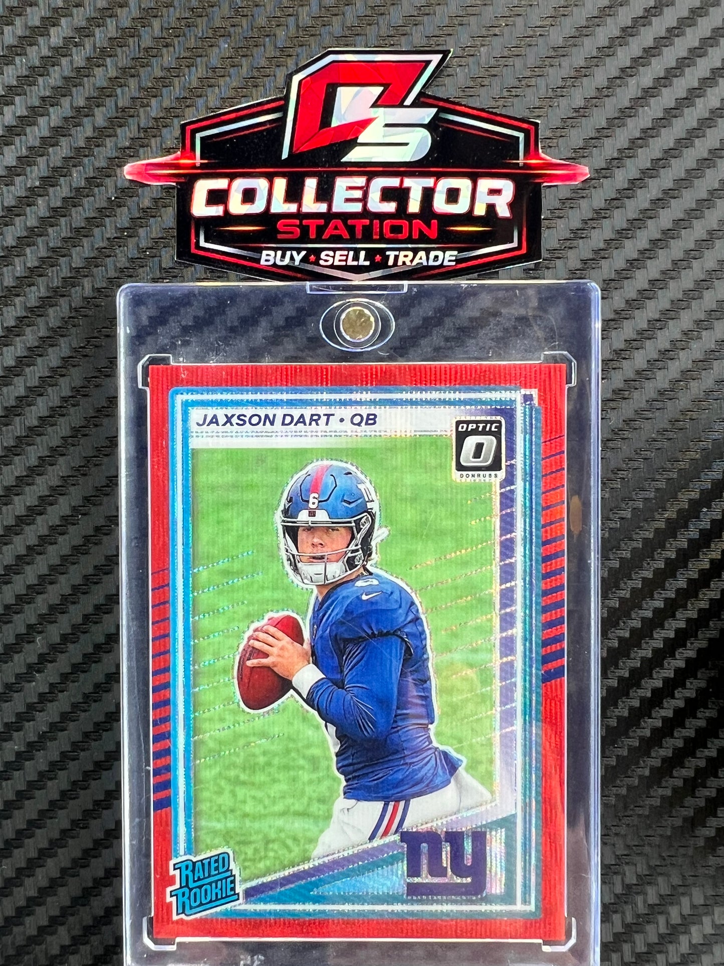 2025 Panini Donruss - Rated Rookie Jaxson Dart #400 Optic Preview Red Wave Prizm