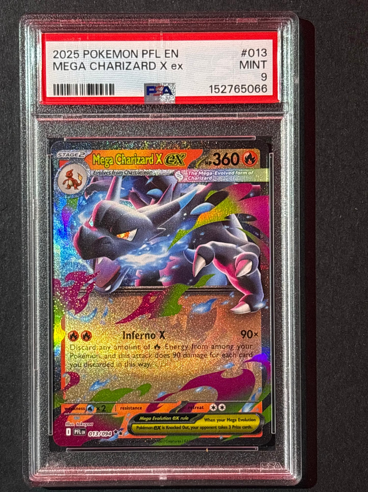 Mega Charizard X ex - 013/094 - ME02: Phantasmal Flames (PFL) PSA 9