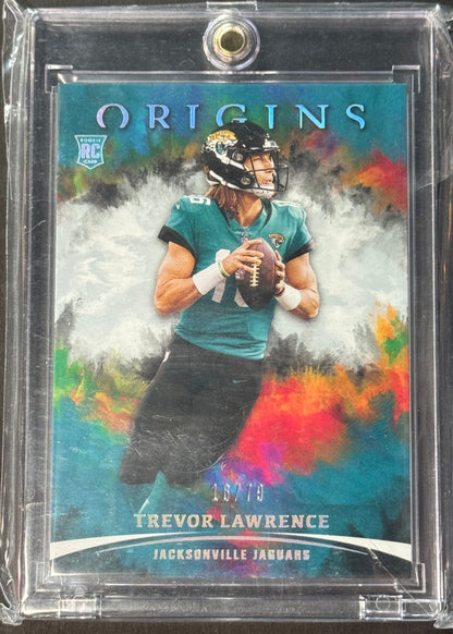2021 Panini Origins Trevor Lawrence Silver 16/79 Jersey Match Rookie #101