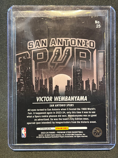 2023-24 NBA Hoops Premium Stock Victor Wembanyama #25 Silver City Edition RC