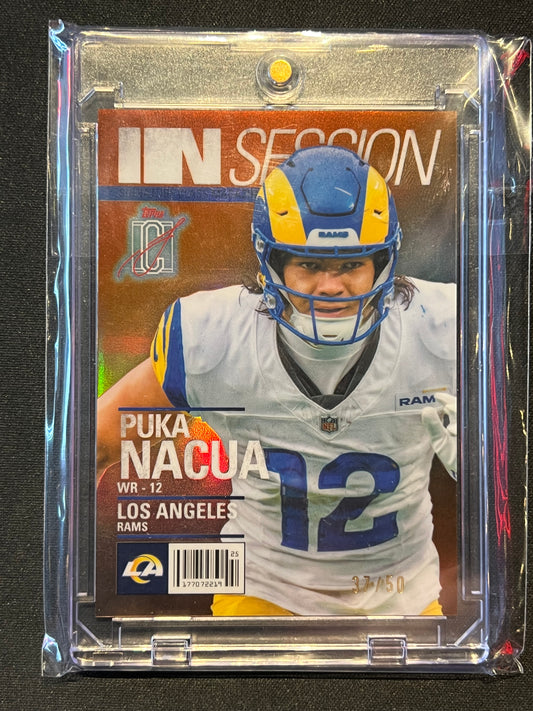 2025 Topps Signature Class Chrome Puka Nacua In Session Orange 37/50 #IS-14 Rams