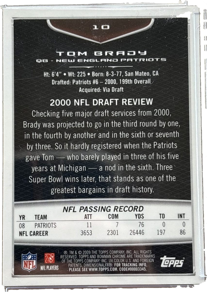 Bowman 2009 Chrome Tom Brady #10