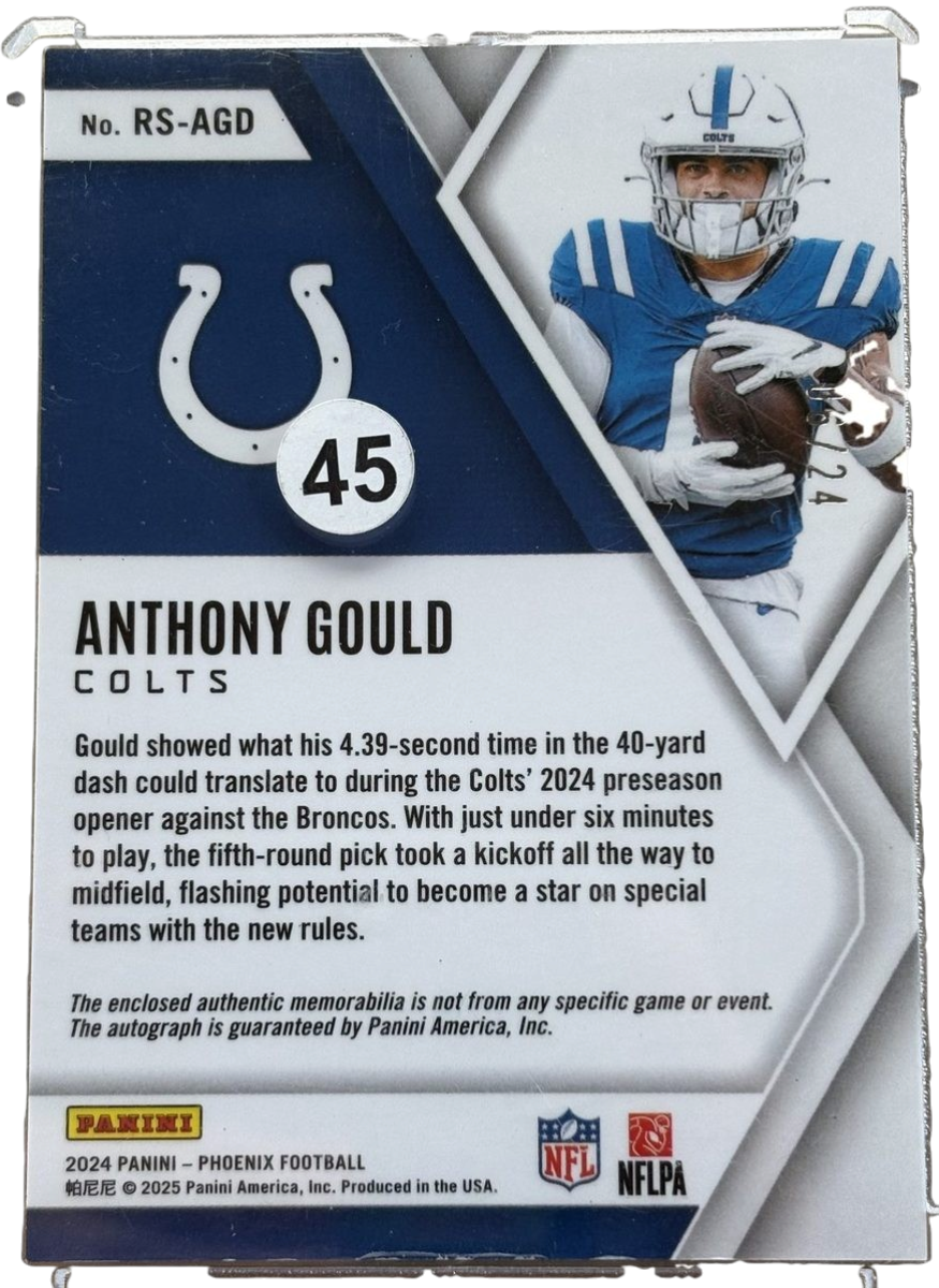 Panini 2024 Phoenix Rookie Silhouettes Anthony Gould No Huddle Purple RC